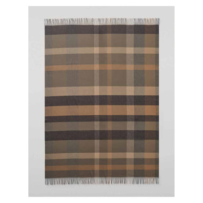 Johnstons of Elgin Umbra Plaid Throw in Cairn — laid flat