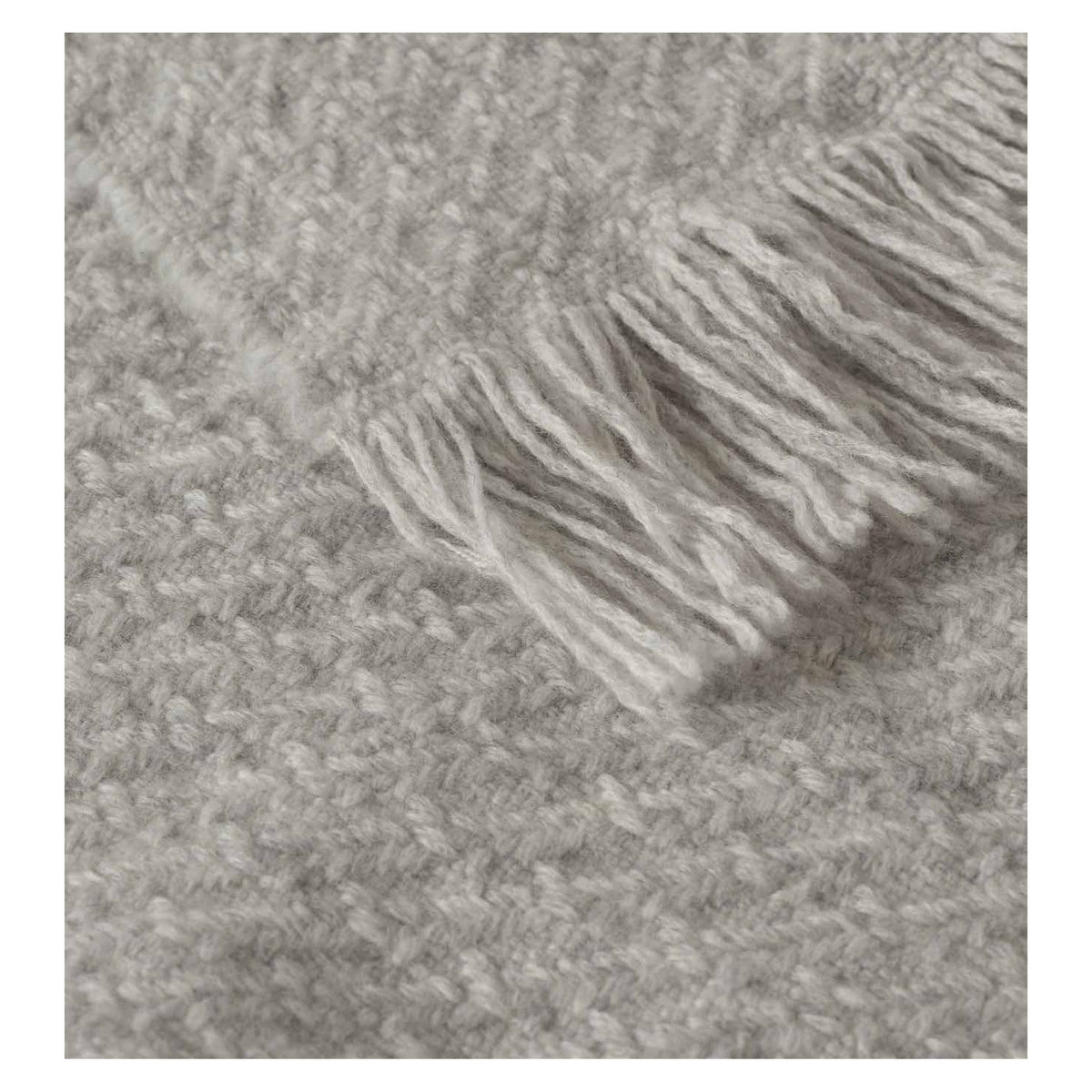 Johnstons of Elgin Yarrow Throw in Light Grey — detail