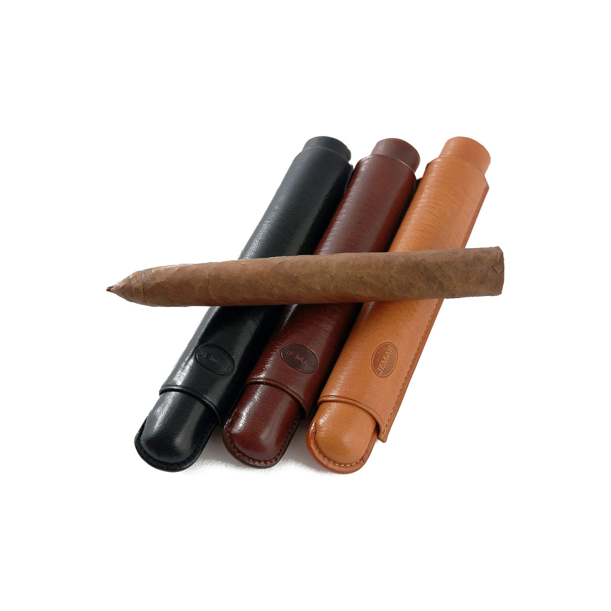 Jemar 110/1 single-cigar leather case - black, brown and natural