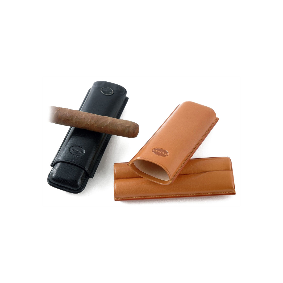 Jemar 458/2 - Classic 2-cigar leather case - Black