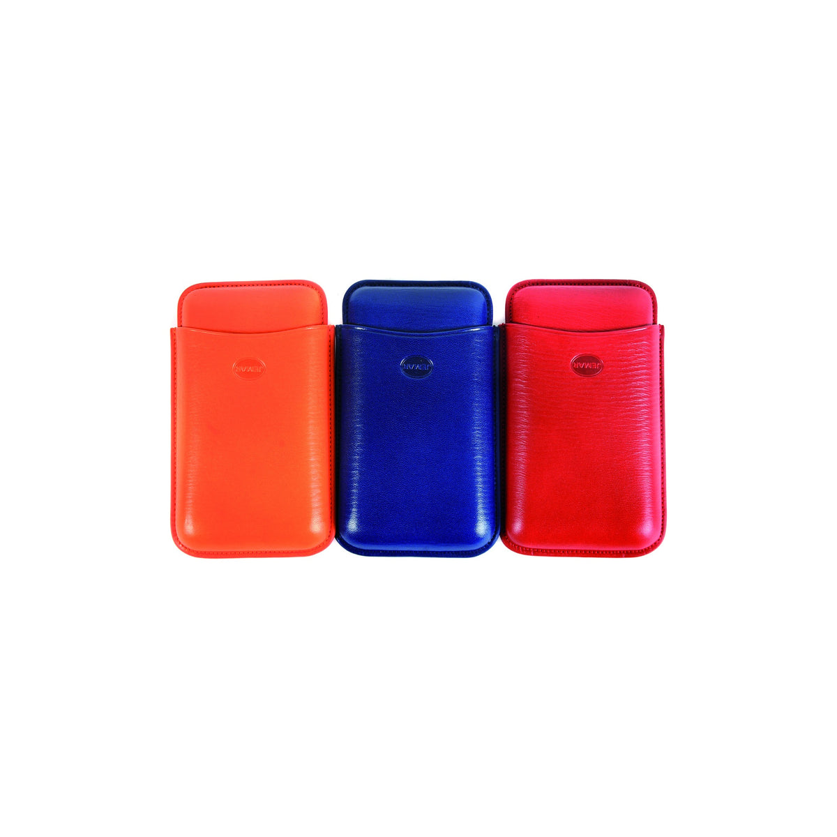 Jemar 464/3 Classic 3-Cigar Leather Case - Red, Blue and Orange