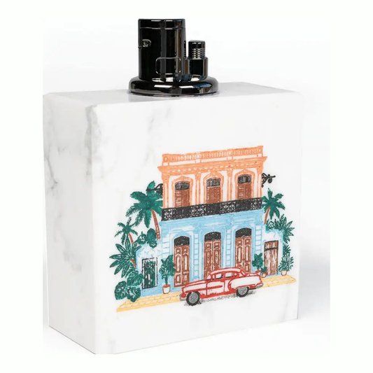 Litolite La Casona limited-edition table lighter in hand-painted white Carrara marble