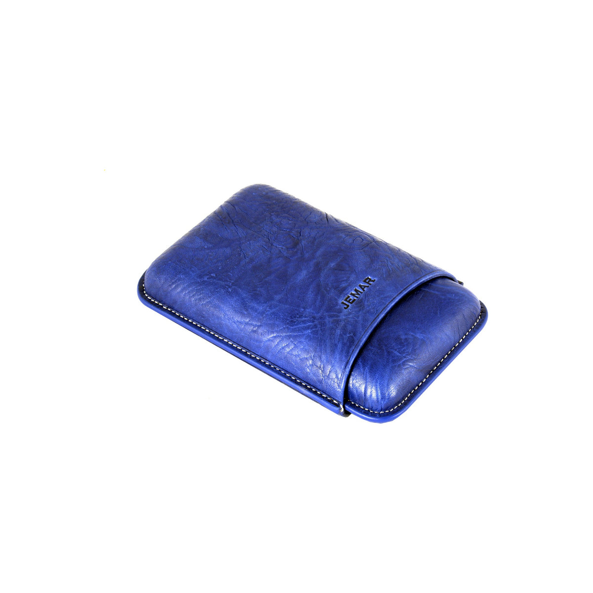 Jemar 464/3 Bull Shoulder 3-Cigar Leather Case - Azul Electrico