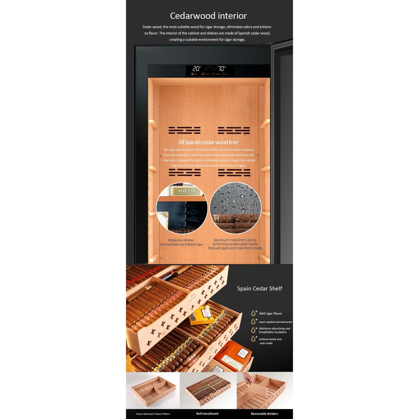 Raching SD 800 Double-Door Combine-Unit Cigar & Wine Cabinet Series - Without Ammonia Removal — view 13