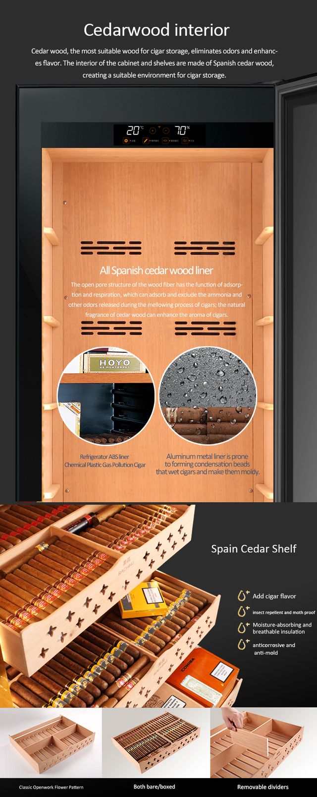 SD 800 DOUBLE-DOOR COMBINE-UNIT CIGAR & CIGAR CABINET SERIES WITH AMMONIA REMOVAL