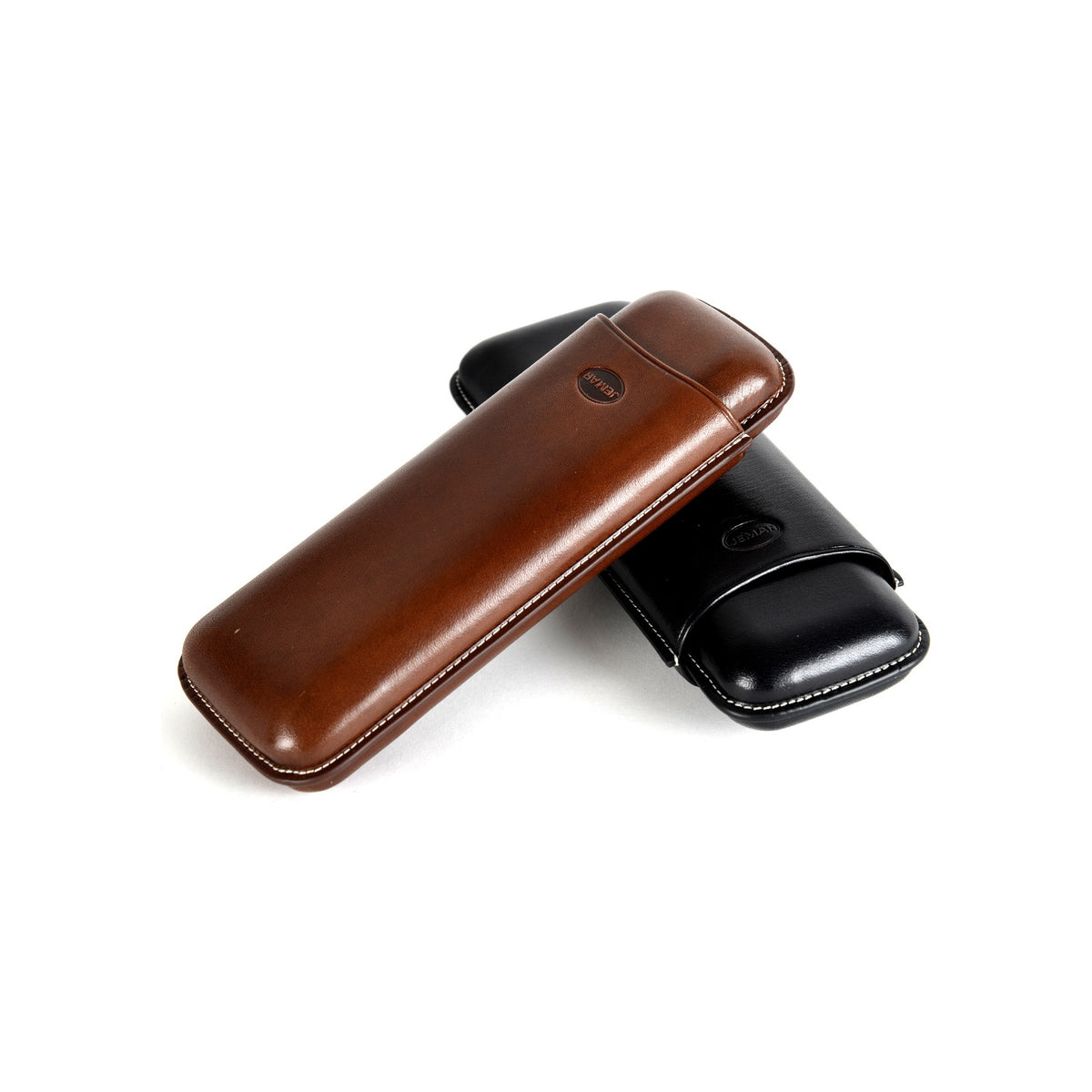 Jemar 497/2 - Classic 2-cigar leather case - Black