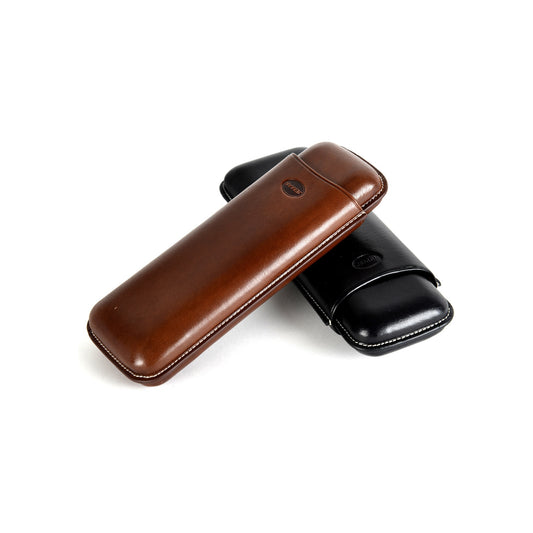 Jemar 497/2 - Classic 2-cigar leather case - Black