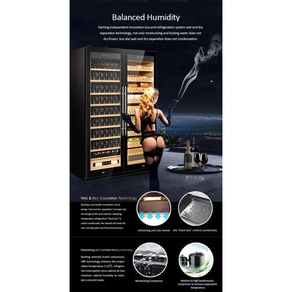 Raching SD 800 Double-Door Combine-Unit Cigar & Wine Cabinet Series - With Ammonia Removal — view 20
