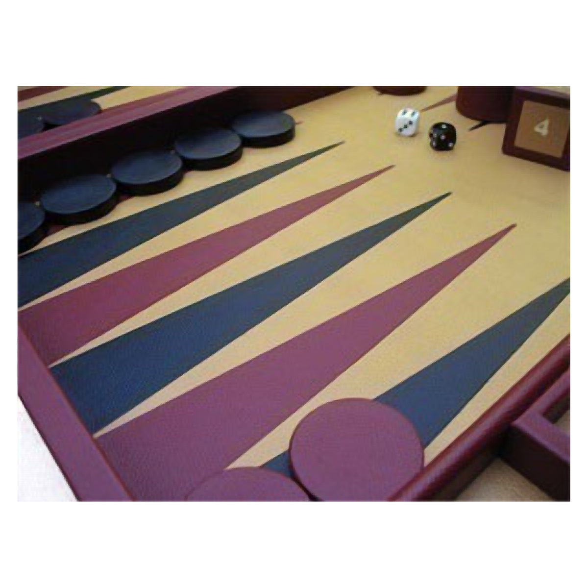 Geoffrey Parker – plateau de table de backgammon Classe Championnat en cuir bourgogne – détail