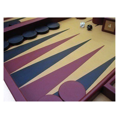 Geoffrey Parker – plateau de table de backgammon Classe Championnat en cuir bourgogne – détail
