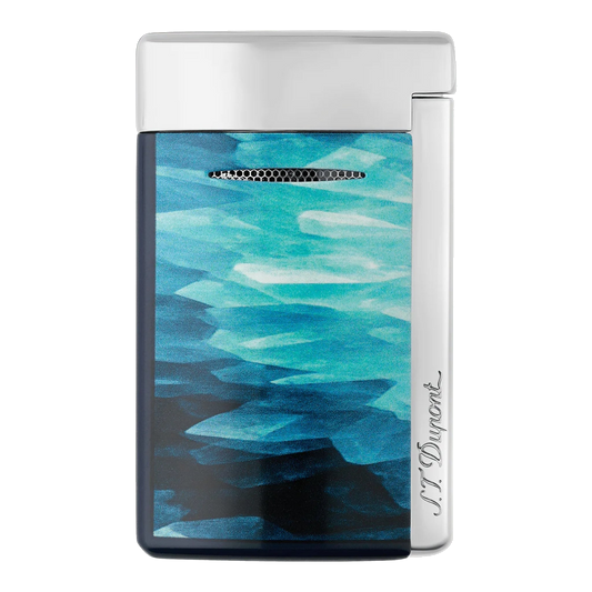 Briquet S.T. Dupont Minijet — Géode bleu & chrome