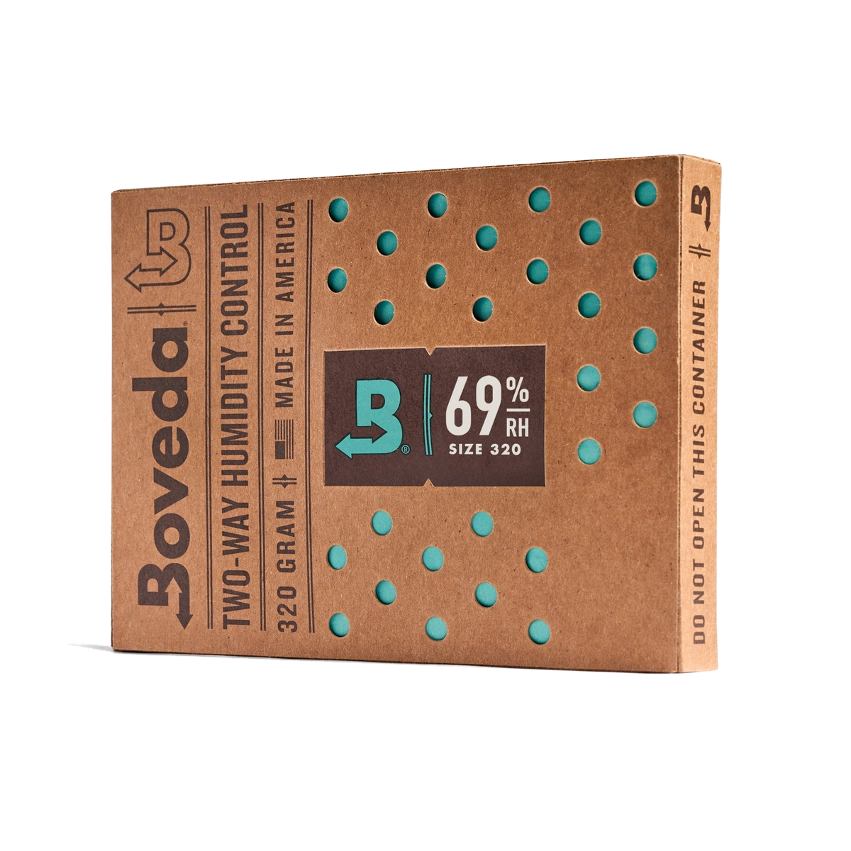 Boveda 69% RH Size 320 pack in retail carton — alternate view