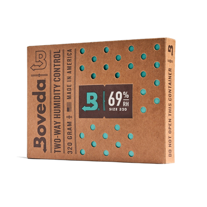Boveda 69% RH Size 320 pack in retail carton — alternate view
