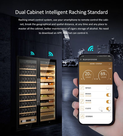 SD 800 DOUBLE-DOOR COMBINE-UNIT CIGAR & WINE  CABINET SERIES - WITHOUT AMONIA REMOVAL